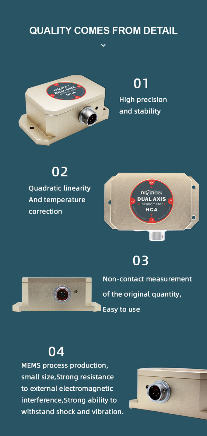 RS422 Single Axis MEMS Inclinometer RION Mechanical Tilt Sensor For Bridge