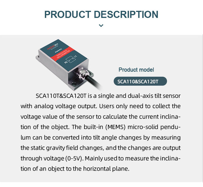 2000g Single Axis Tilt Sensor Industrial Mems Inclinometer Horizontal