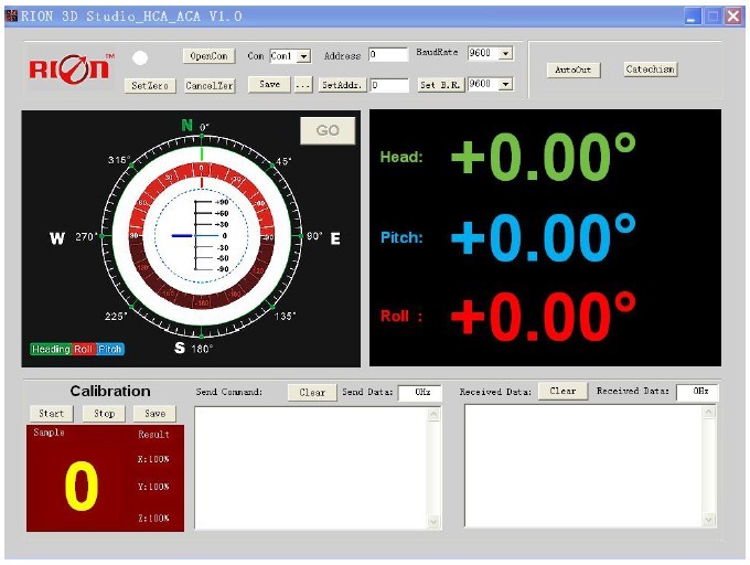 RS485 90deg 3D Digital Compass Sensor Electronic 2D Calibration