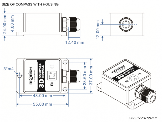 DCM260B 80 Deg 3 Axis Electronic Compass Sensor 3D MEMS