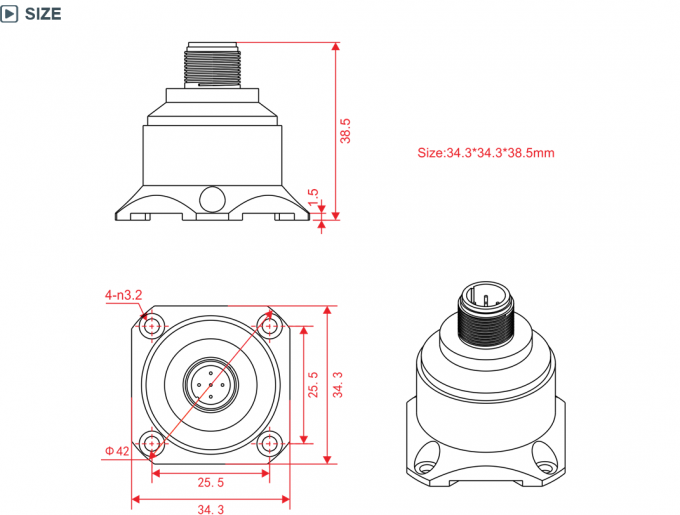Three Axis 2.4kHz 9 - 36V Accelerometer Vibration Sensor